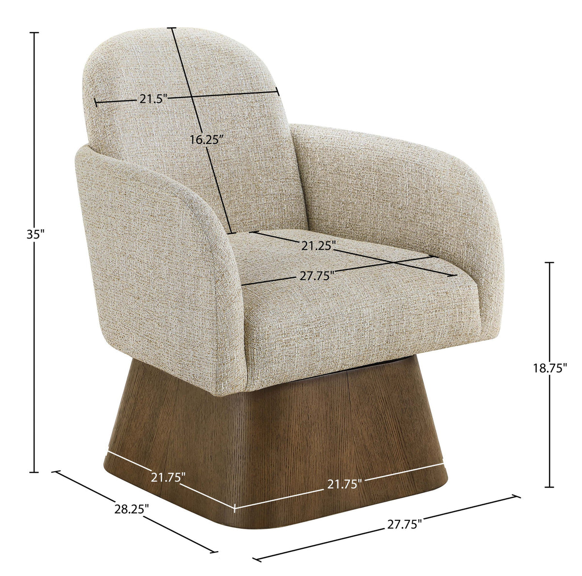Marlowe - Linen Textured Fabric Upholstered Swivel Accent Chair - Stained Brown