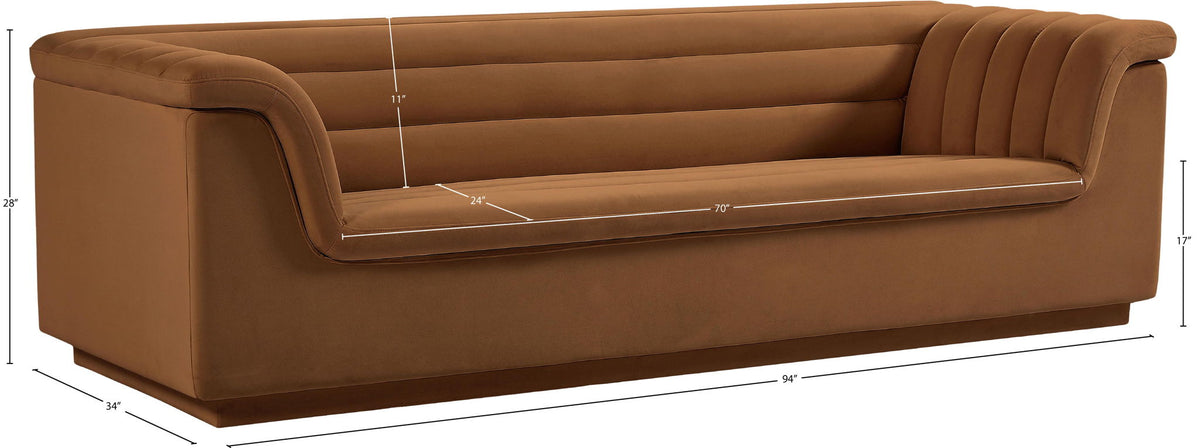 Cascade - Velvet Sofa - Saddle