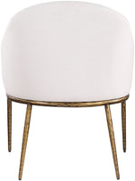 Ferro - Linen Textured Performance Fabric Upholstered Dining Arm Chair - Cream / Brushed Gold