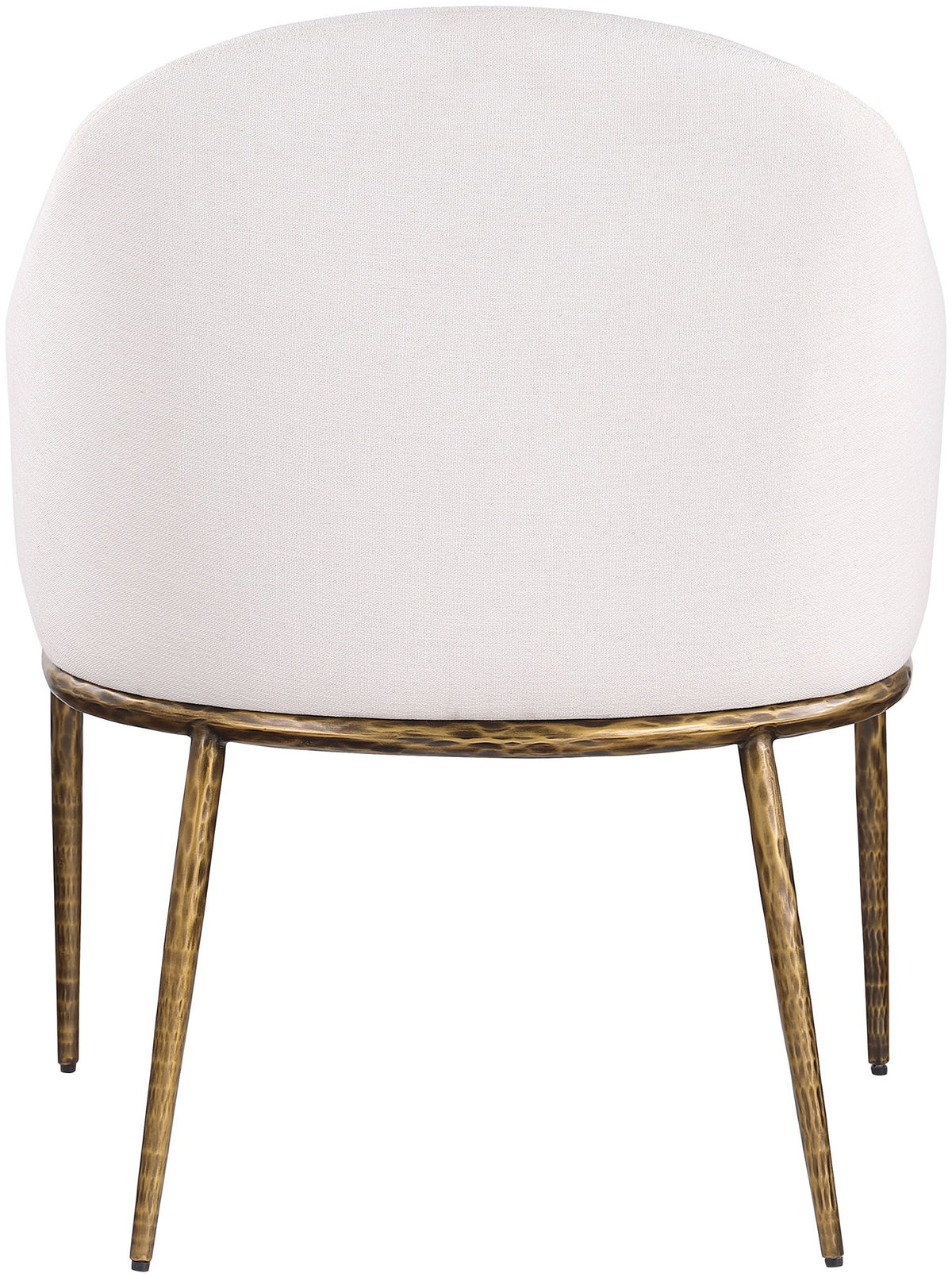 Ferro - Linen Textured Performance Fabric Upholstered Dining Arm Chair - Cream / Brushed Gold