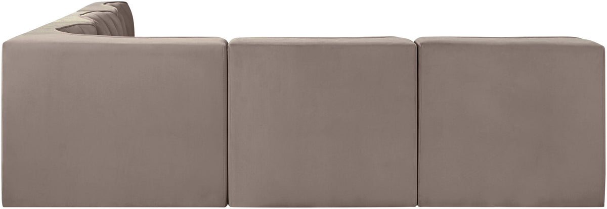 Rummi - Armless Velvet Performance Fabric Upholstered 5 Piece Modular Sectional