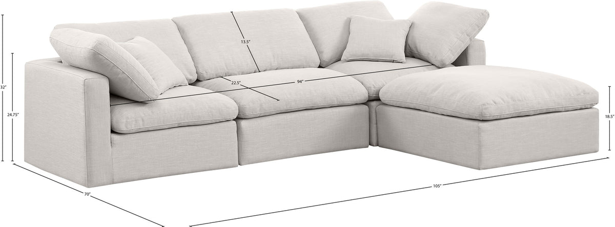 Indulge - Linen 4 Piece Modular Sectional With Chaise