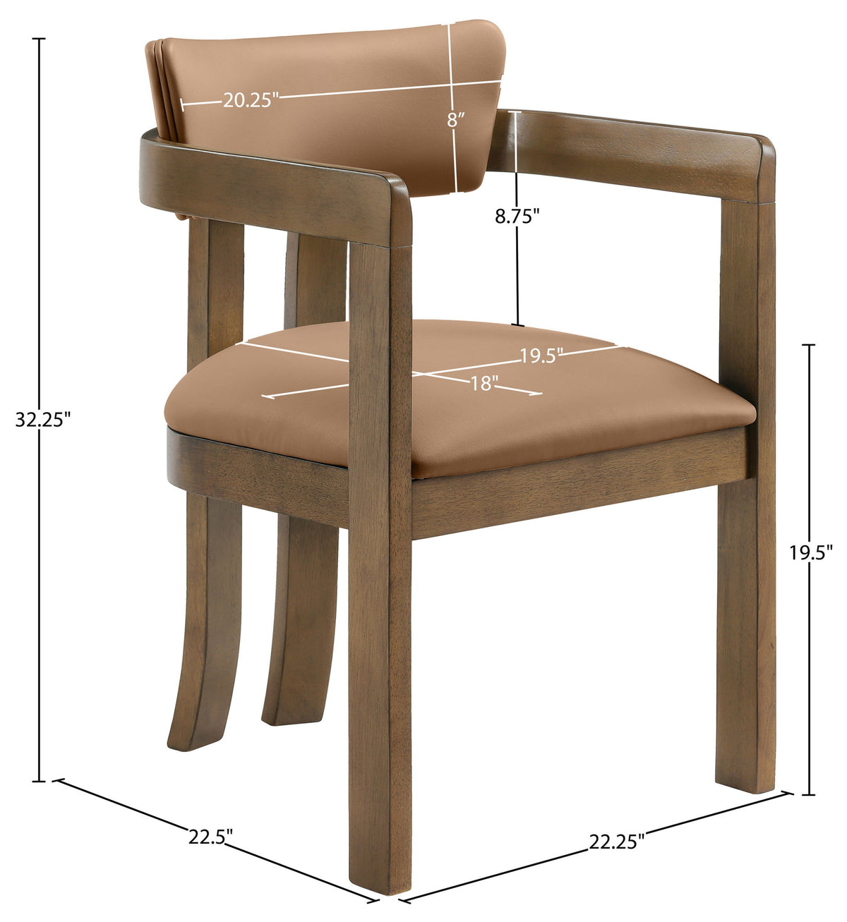 Lavrin - Vegan Leather Upholstered Dining Arm Chair (Set of 2) - Walnut Base