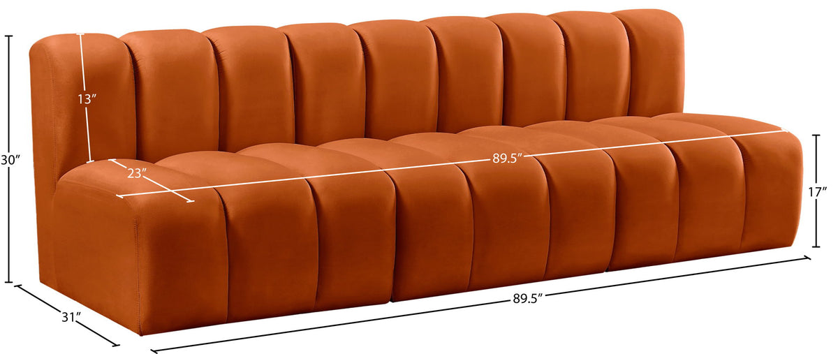 Arc - Velvet 3 Piece Modular Straight Sofa