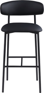 Lupita - Vegan Leather Upholstered Bar Stool With Matte Black Frame (Set of 2)