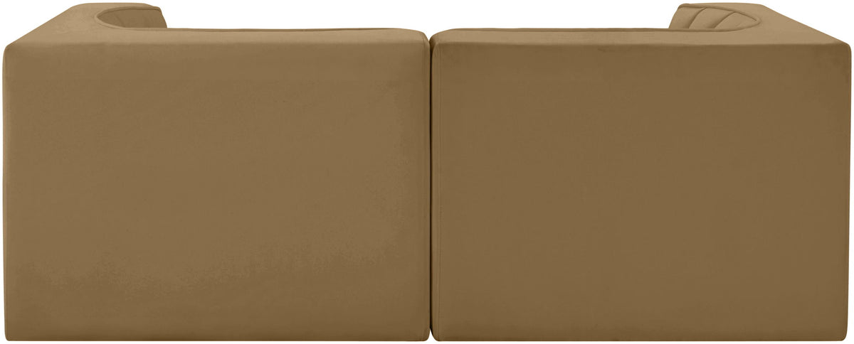 Rummi - Velvet Performance Fabric Upholstered 2 Piece Modular Loveseat