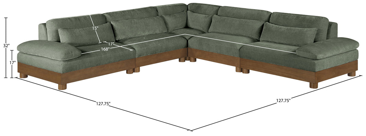 Turin - Chenille Fabric Upholstered Modular Sectional - Green