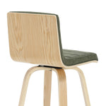 Vienna - 35.5" Swivel Counter Height Square Back Wood Bar Stool With Faux Leather Seat