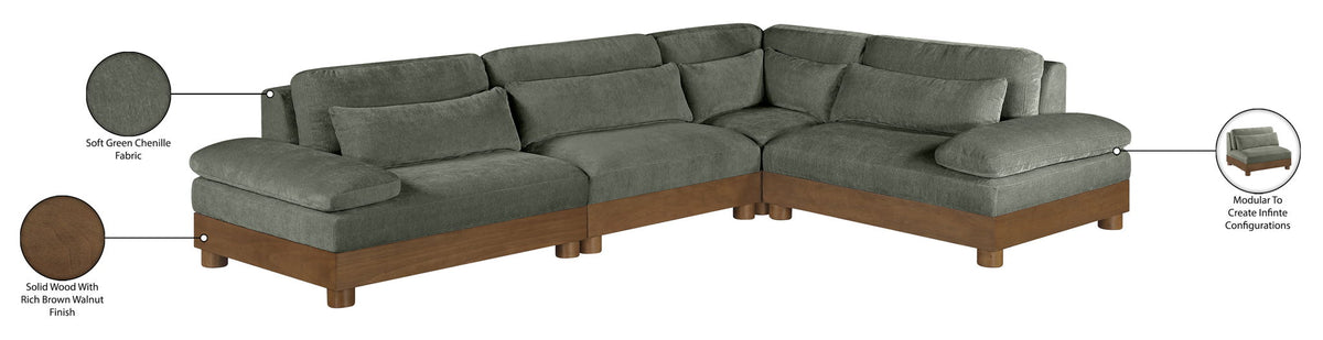 Turin - Chenille Fabric Upholstered Modular Sectional - Green