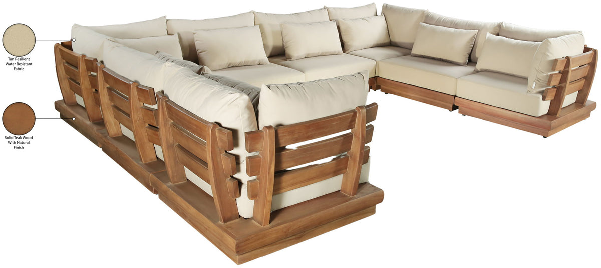 Mirella - 8 Piece Water Resistant Fabric Upholstered Outdoor Patio Modular Sectional