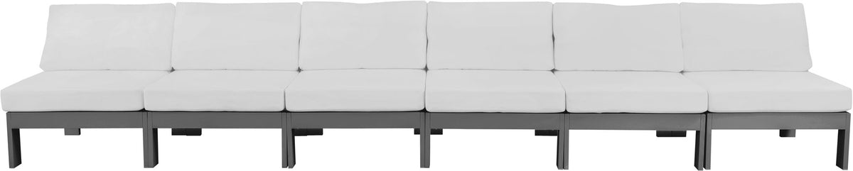 Nizuc - Outdoor Patio 6 Seat Armless Modular Sofa With Gray Frame