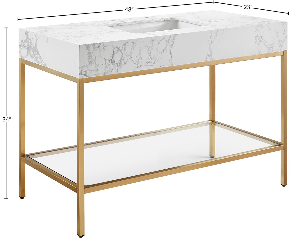 Marmo - Engineered Marble Bathroom Vanity With Gold Base