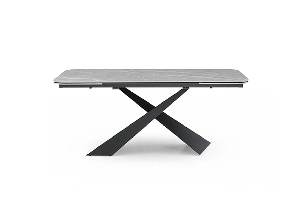 9422 - Ceramic & Metal Dining Table - Gray / Black