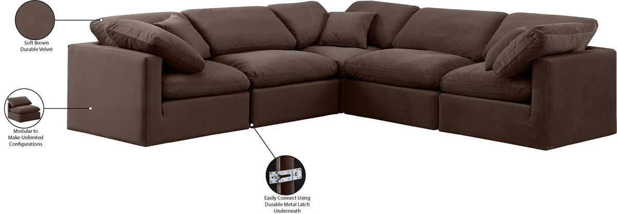 Indulge - Velvet 5 Piece Modular Corner Sectional