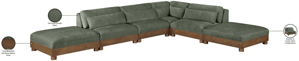 Turin - Chenille Fabric Upholstered Modular Sectional - Green