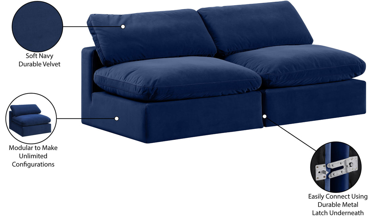 Comfy - Velvet Modular Armless Sofa 2 Seats