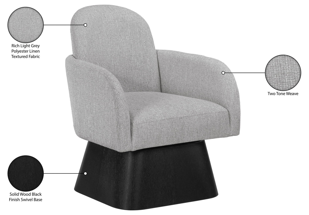 Marlowe - Linen Textured Fabric Upholstered Swivel Accent Chair - Stained Black