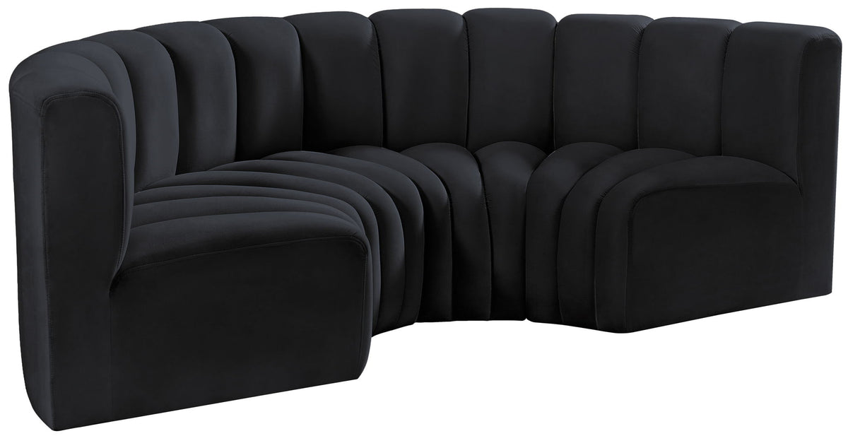 Arc - Velvet 4 Piece U-Shaped Modular Sofa