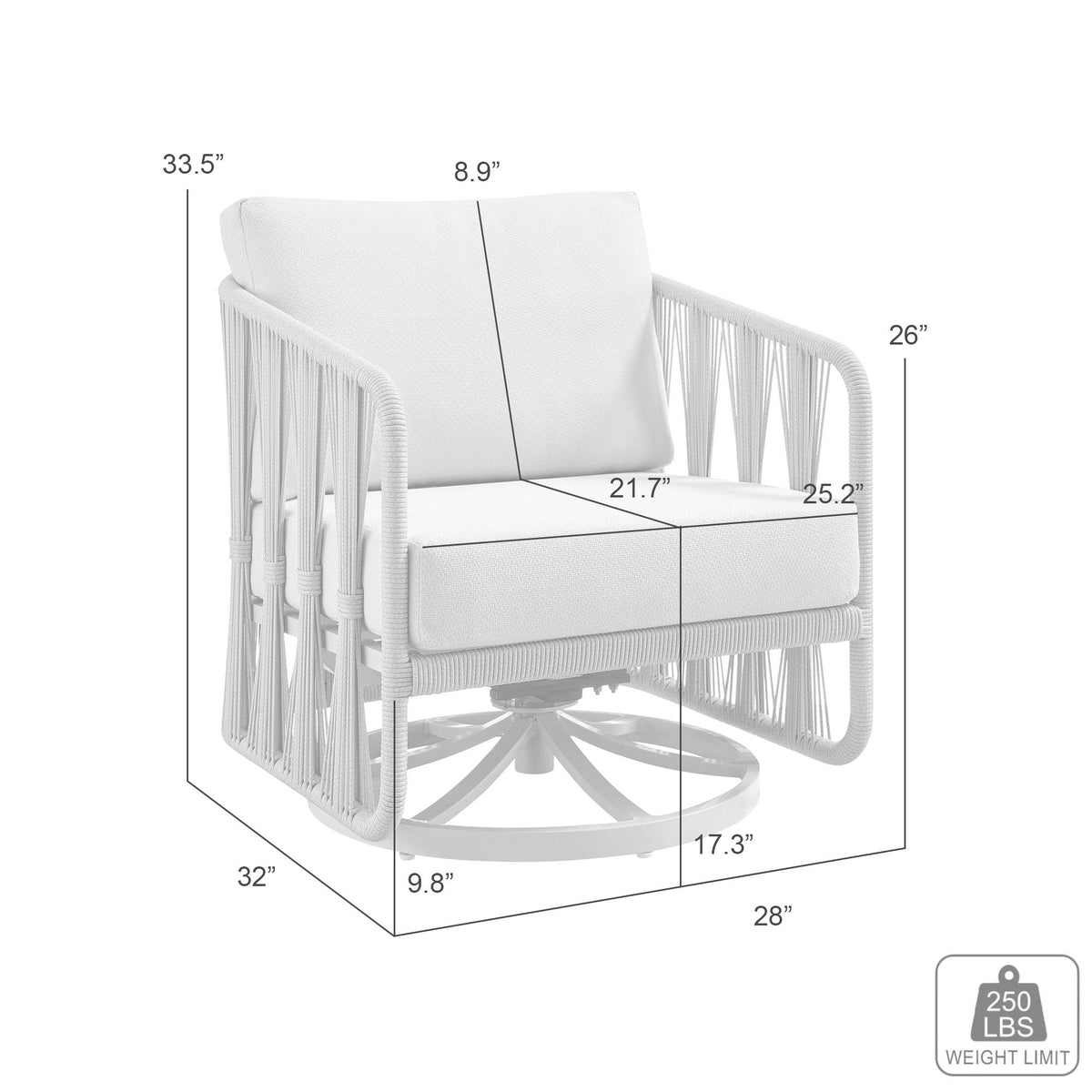 Breeze - Cream Metal Outdoor Swivel Lounge Chair With Cushions - Pearl