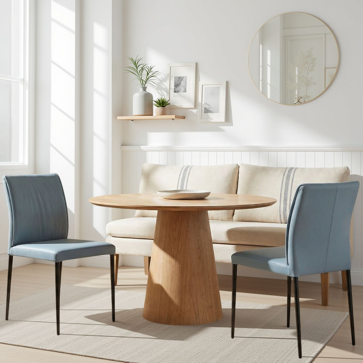 Meriam - Full Back Top Grain Leather Upholstered Metal Dining Chairs (Set of 2)