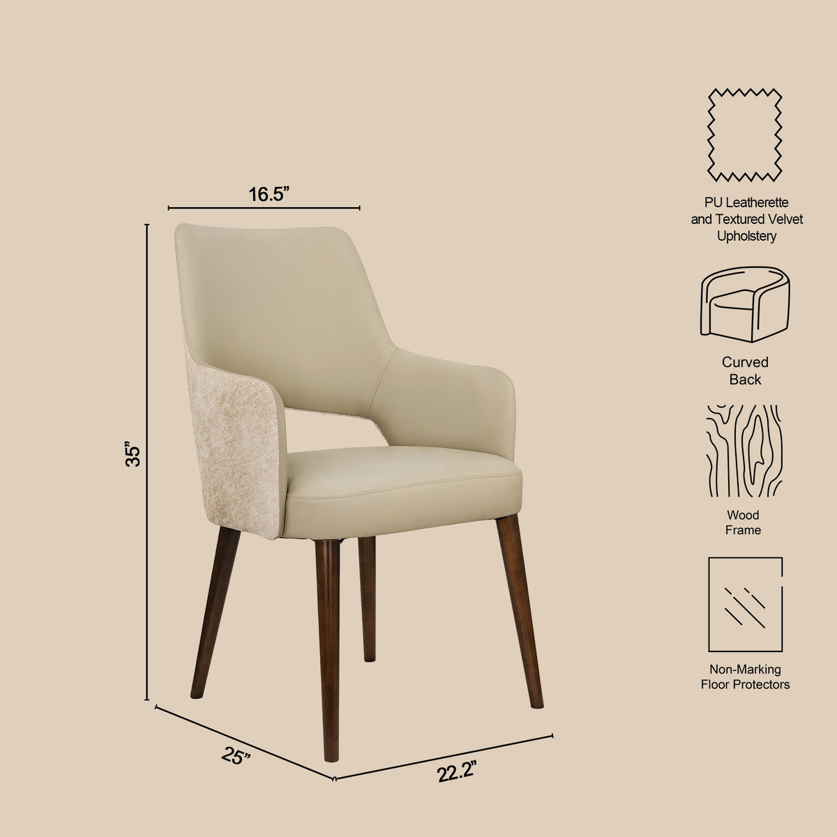 Liora - Wood Upholstered Armchair - Coffee / Brown