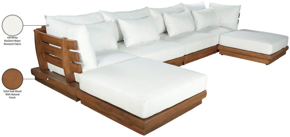 Mirella - 6 Piece Water Resistant Fabric Upholstered Outdoor Patio Modular Sectional