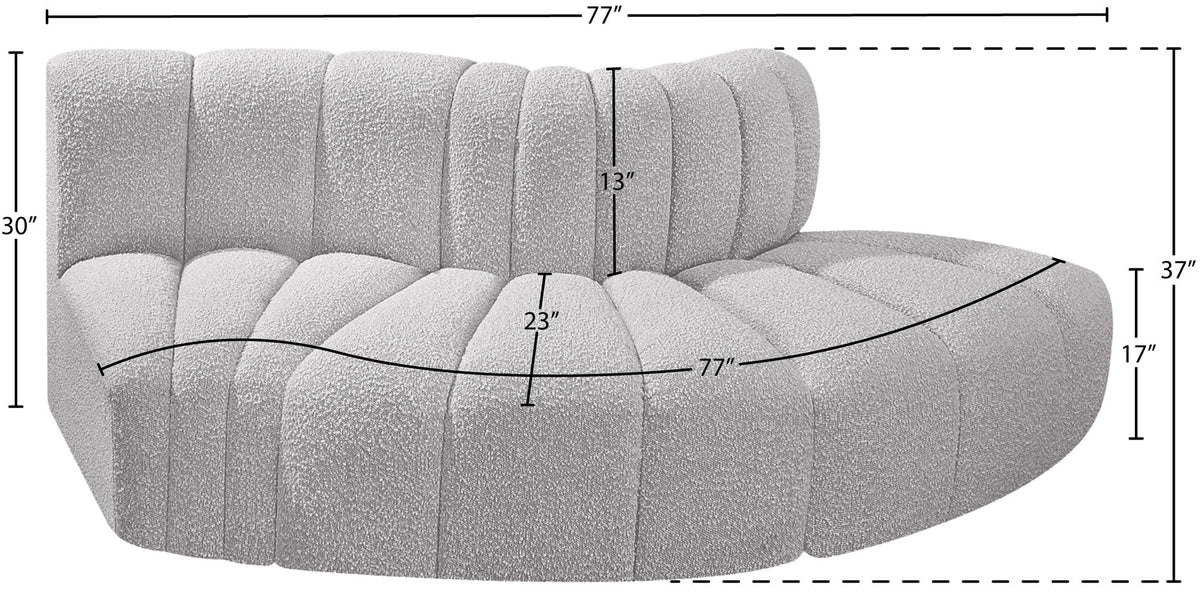 Arc - Boucle Fabric 3 Piece Modular Sofa