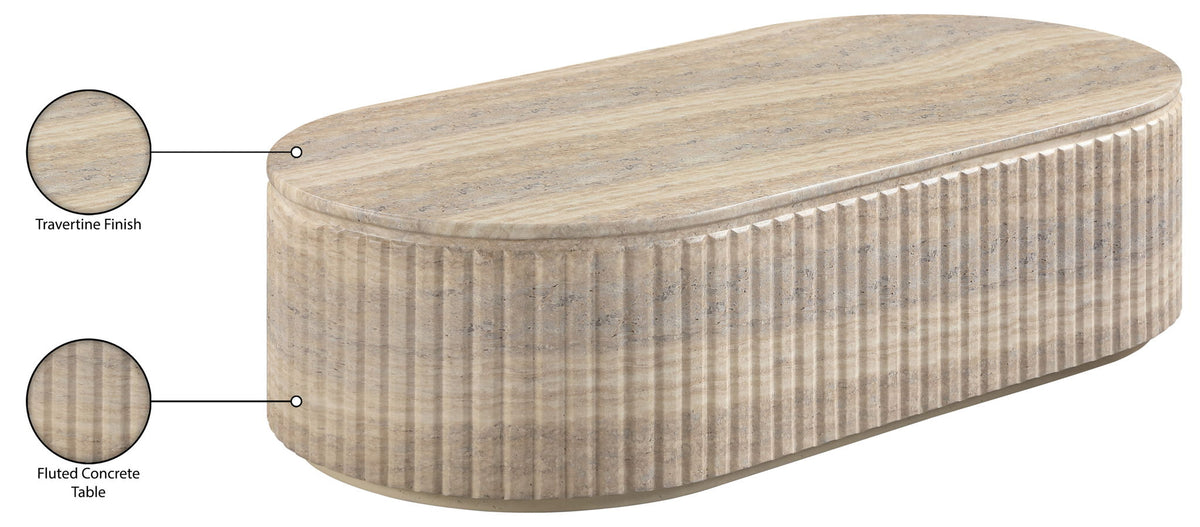 Catania - Concrete Indoor/Outdoor Coffee Table - Travertine