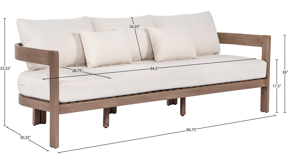 Newport - Water Resistant Fabric 86.75" Upholstered Outdoor Patio Sofa