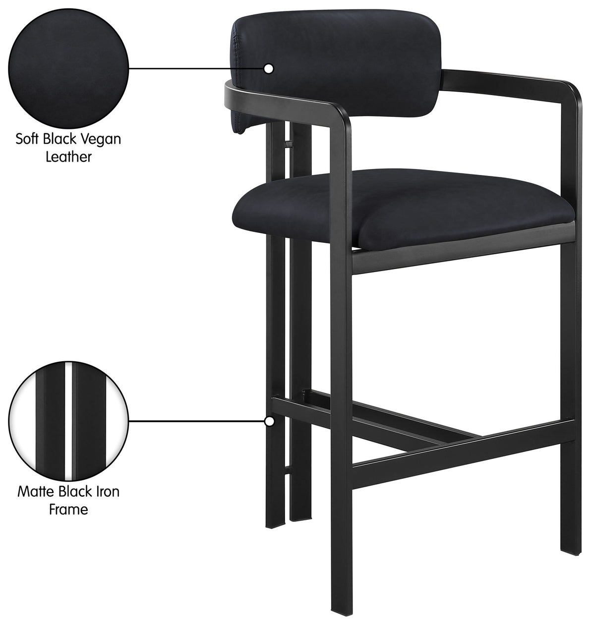 Aurum - Vegan Leather Upholstered Counter Stool With Graphite Black Base