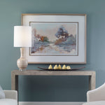 Morning Lake - Watercolor Framed Print - Blue