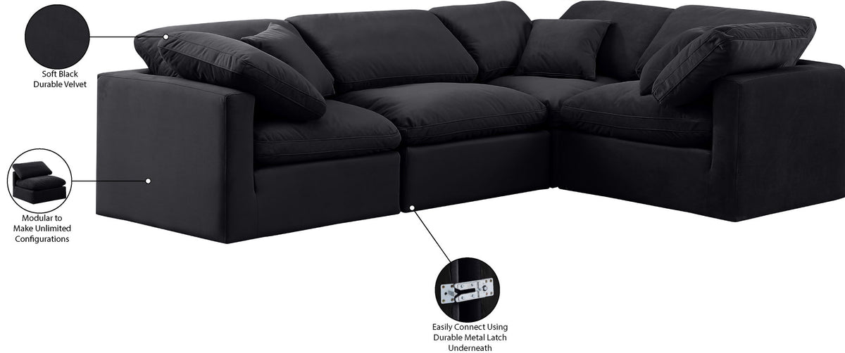 Indulge - Velvet 4 Piece Modular Corner Sectional