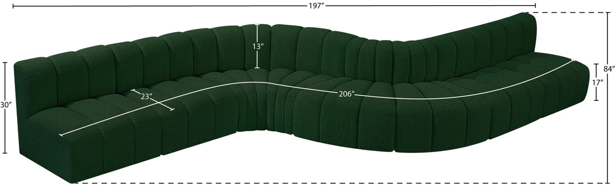 Arc - Boucle Fabric 8 Piece Curved Modular Sofa