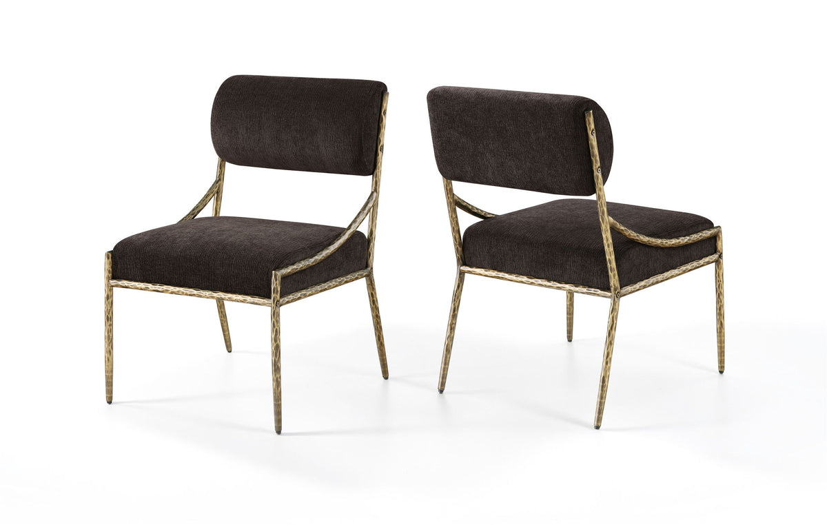 Bastille - Upholstered Dining Side Chair (Set of 2) - Brass Frame