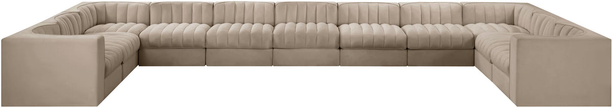 Rummi - Velvet Performance Fabric Upholstered 11 Piece Modular Sectional