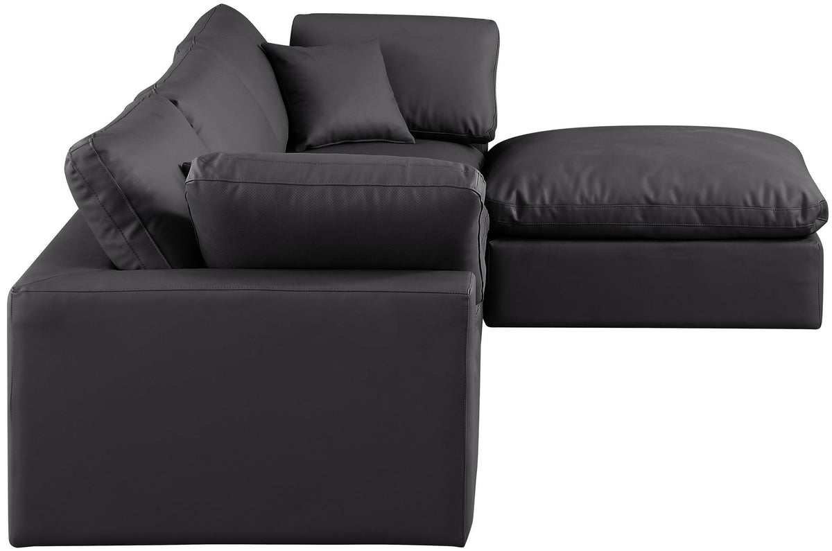 Comfy - 4 Piece Faux Leather Modular Sectional With Chaise