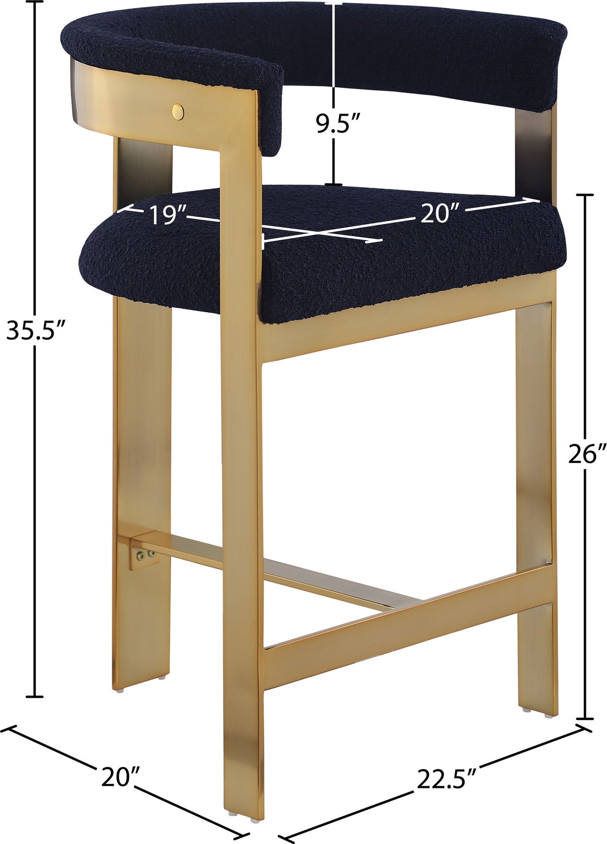 Romeo - Boucle Counter Stool With Gold Base (Set of 2)