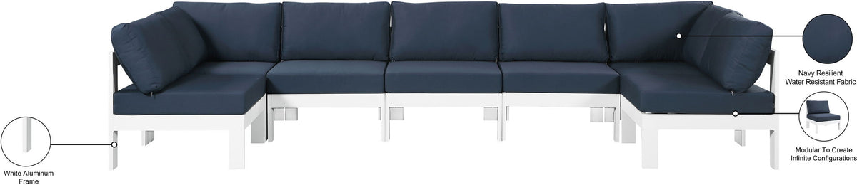 Nizuc - Outdoor Patio 7 Piece Modular Sectional With White Frame