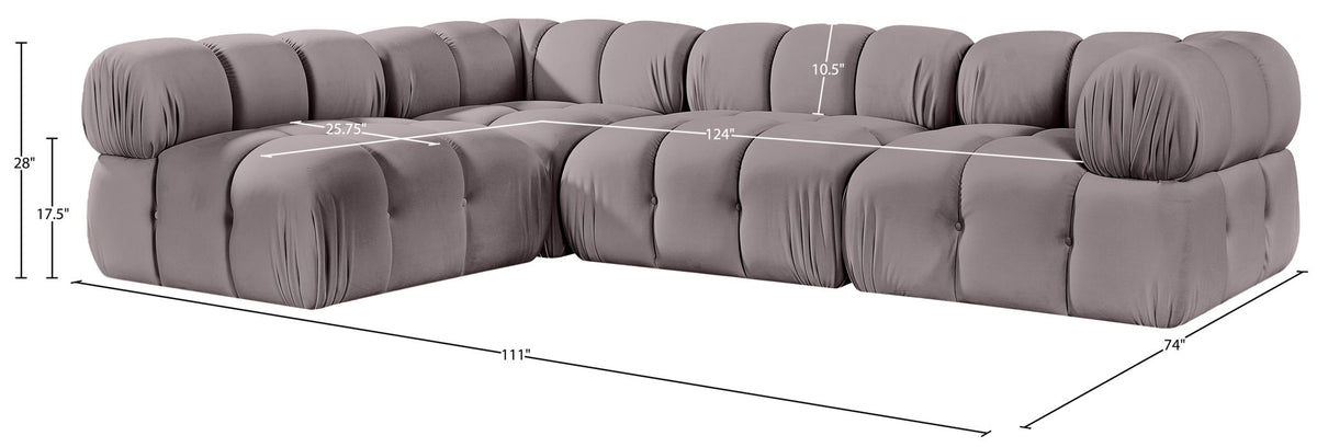 Orin - Fabric Velvet 4 Piece Modular Sectional