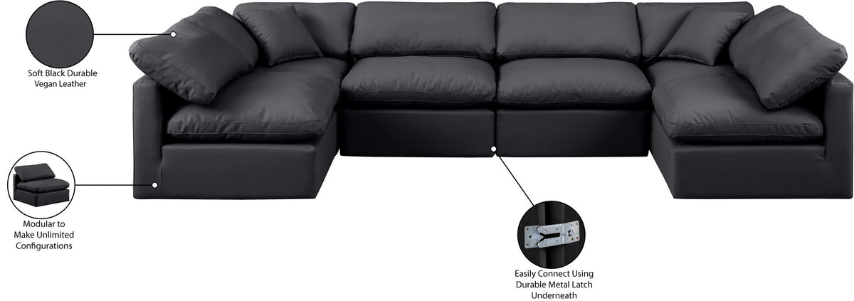 Indulge - Faux Leather 6 Piece Modular U-Shaped Sectional