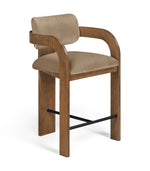 Cedra - Velvet Performance Fabric Upholstered Counter Stool - Brown Frame