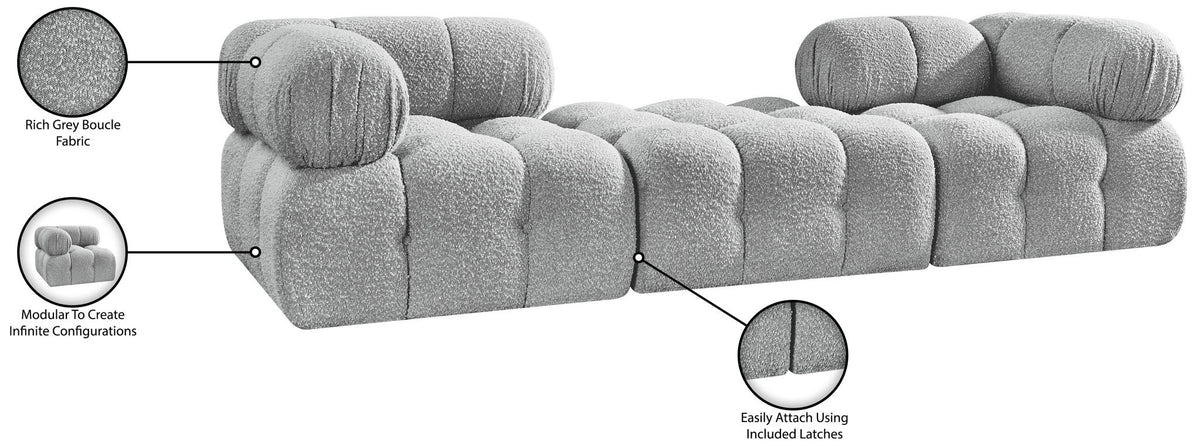 Ames - 3 Piece Boucle Modular Sofa With 1 Backless Seat