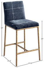 Reeves - Chenille Fabric Upholstered Counter Stool (Set of 2) - Gold Base