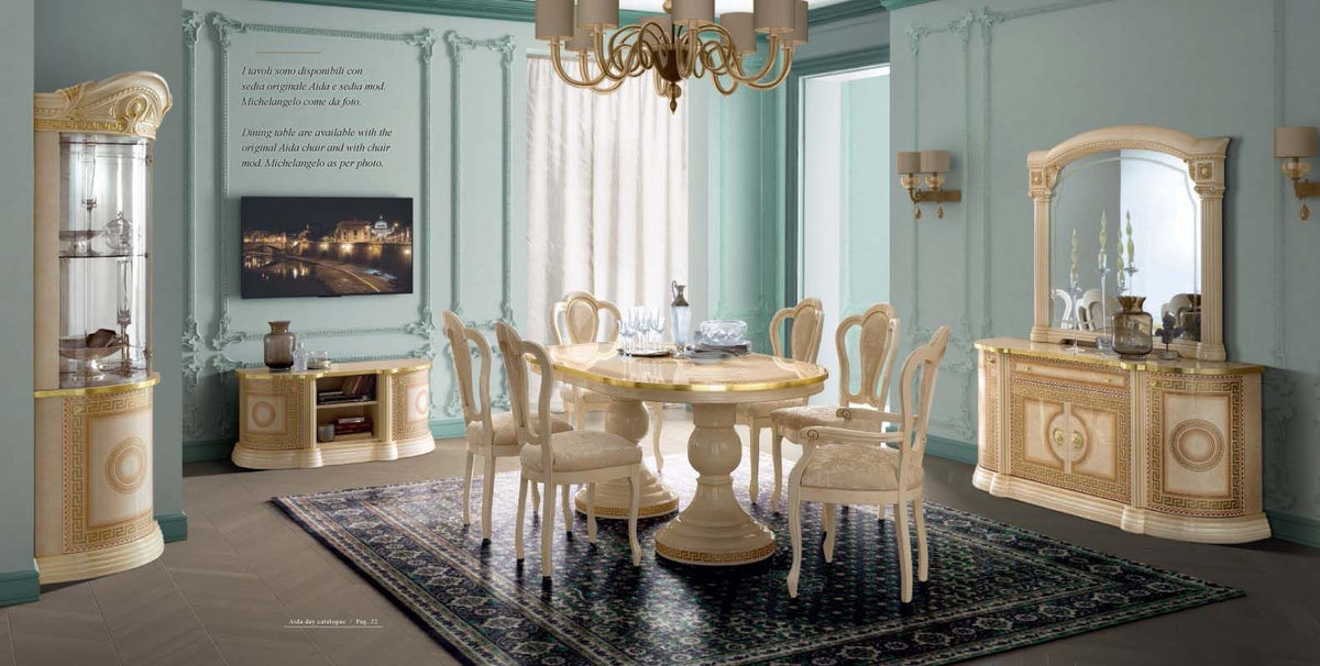 Aida - Dining Table - Ivory / Gold