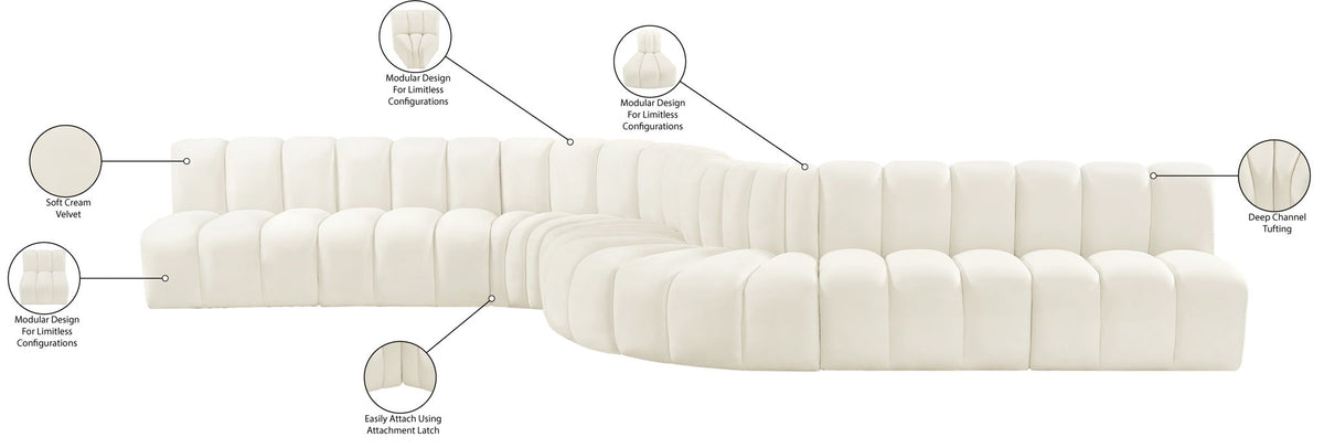 Arc - Velvet 8 Piece Curved Modular Sofa