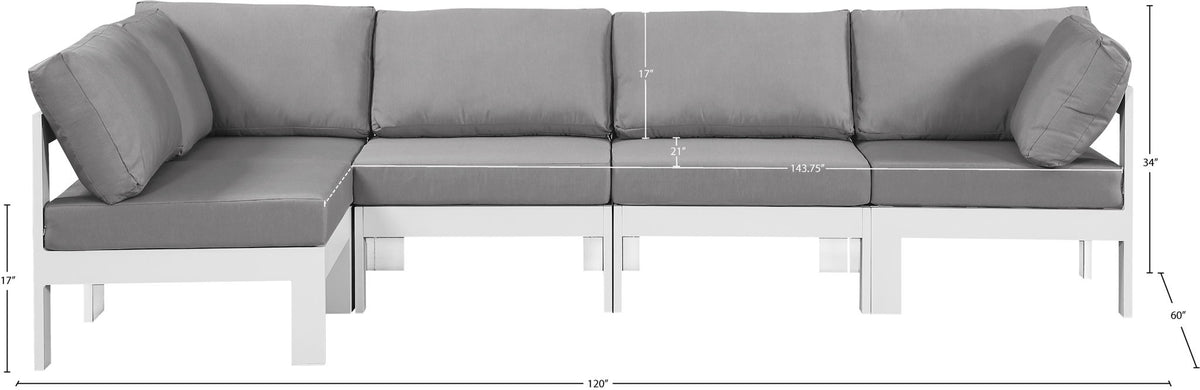 Nizuc - Outdoor Patio 5 Piece Modular Sectional With White Frame