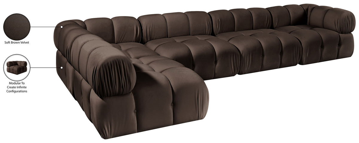 Orin - Velvet 5 Piece Modular Sectional