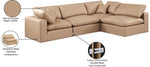Comfy - 4 Piece Faux Leather Modular Armless Sectional - Tan