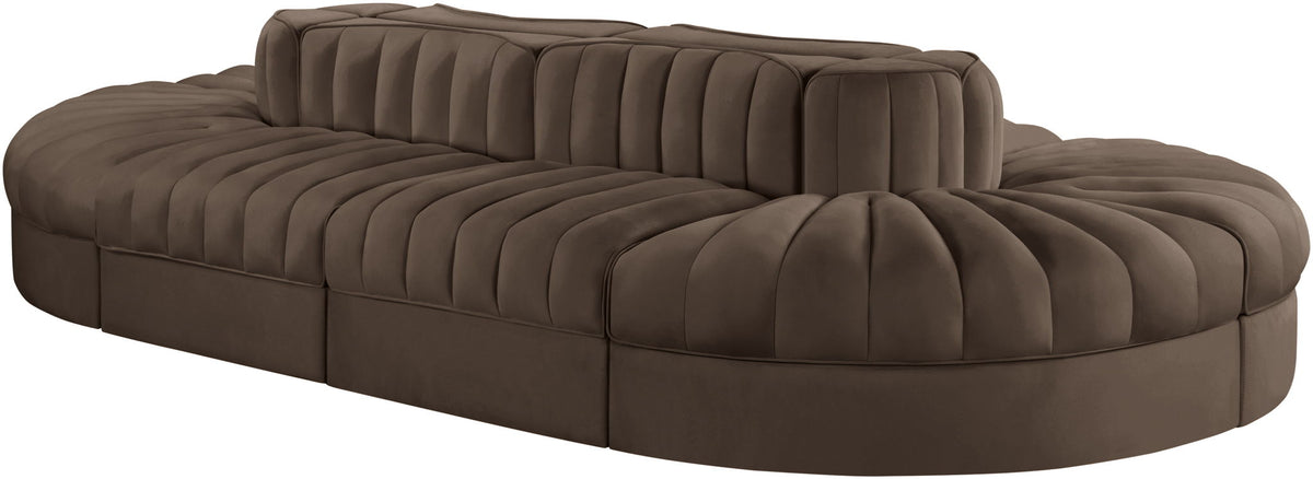 Rummi - Oval Velvet Performance Fabric Upholstered 8 Piece Modular Sectional