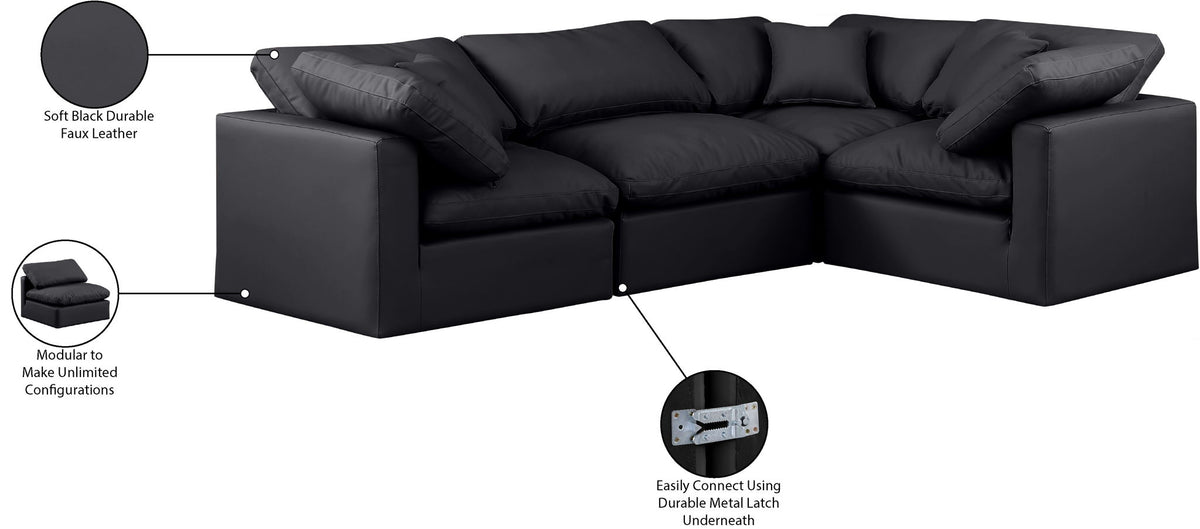 Indulge - Faux Leather 4 Piece Modular Corner Sectional